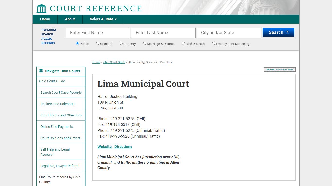 Lima Municipal Court - Court Records Directory